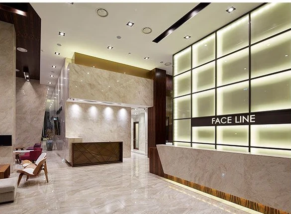 Reception at Faceline Plastic Surgery, Nonhyeon-ro premises, photographed before the 2026 move