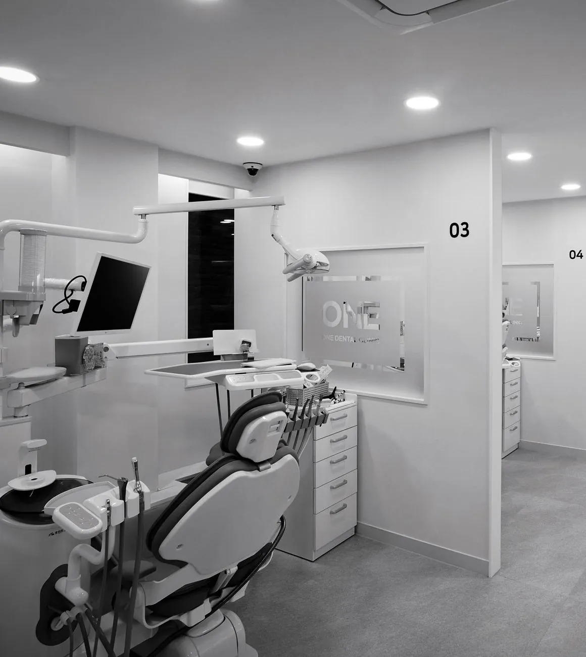 A treatment chair in an operatory at ONE Dental Clinic